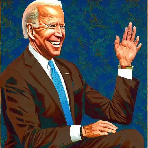 Prompt: Painting of Joe Biden by Kehinde Wiley