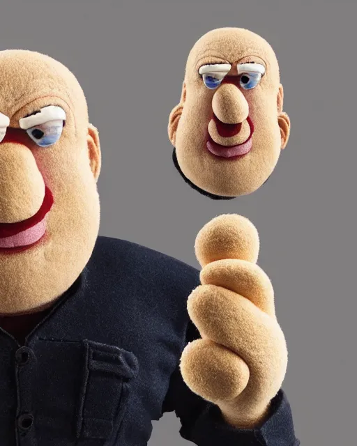 Image similar to hank schrader as a muppet. highly detailed felt. hyper real photo. 4 k.