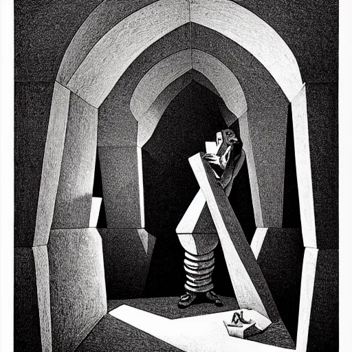 Image similar to lithography on paper secret lair conceptual figurative post - morden monumental dynamic portrait by goya and escher and hogarth, illusion surreal art, highly conceptual figurative art, intricate detailed illustration, controversial poster art, polish poster art, geometrical drawings, no blur