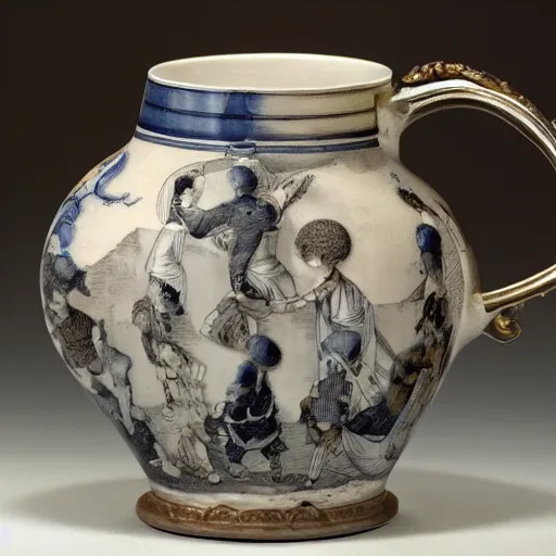 Prompt: mithrodites, found illustrated on a porcelain jug - n 9