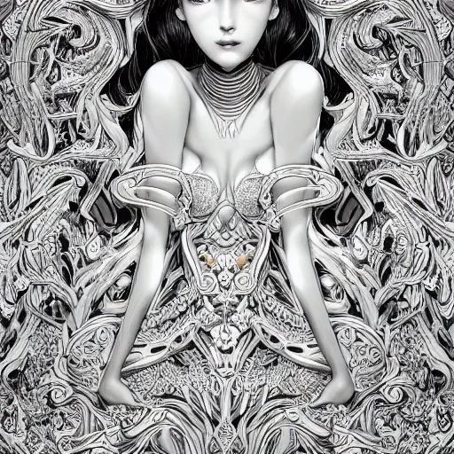 Prompt: the most ridiculously beautiful and elegant and cute woman ever imaginable, an ultrafine detailed illustration by james jean, final fantasy, intricate linework, bright colors, behance contest winner, vanitas, angular, altermodern, unreal engine 5 highly rendered, global illumination, radiant light, detailed and intricate environment