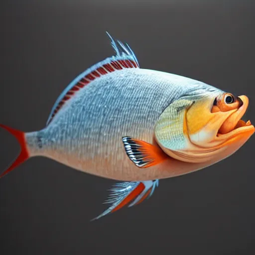 Image similar to still photo of fish, highly detailed, photorealistic portrait, bright studio setting, studio lighting, crisp quality and light reflections, unreal engine 5 quality render