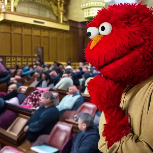 Prompt: elmo praying in a synagogue