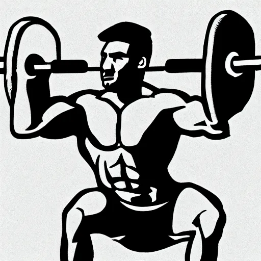 Prompt: drawing of a man doing barbell rows,