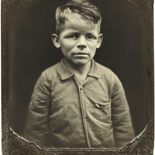 Image similar to facial portrait of a 3 year old boy, 1 9 1 9, ambrotype, by george s. cook, award winning