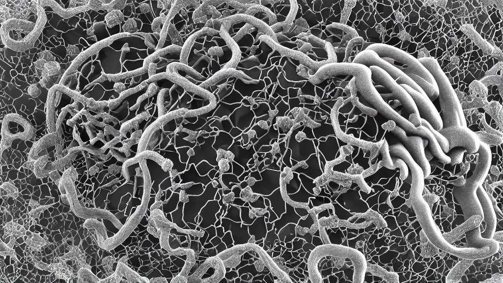 Image similar to beautiful 3 d closeup photo of deadly virus infecting a cell, seen through an electron microscope, detailed, high contrast, magazine scientific illustration, 8 k, octane render