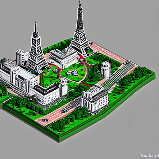 Image similar to isometric voxel art of paris