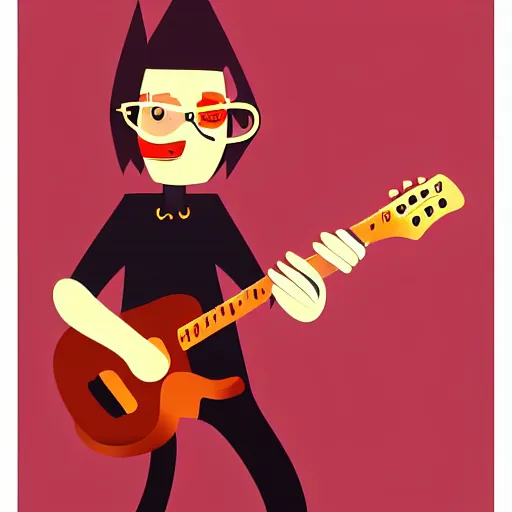 Image similar to a 2 d guitarist character design, vector art, digital art, portrait, 4 k, 8 k, sharp focus, smooth, illustration, concept art