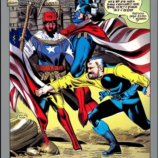 Prompt: ulysses s grant fighting robert e lee, marvel comics comic book cover superhero comic