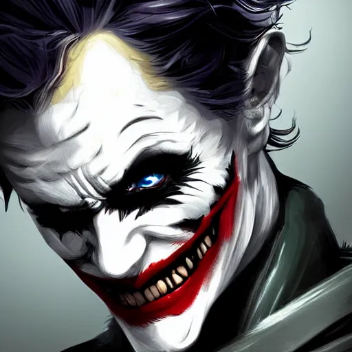 Prompt: half dark knight half joker, digital painting, amazing detail, artstation, cgsociety