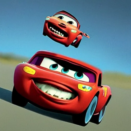 Image similar to horrifying Pixar cars, Pixar style horror,