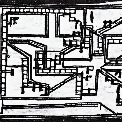 Prompt: a schematics of a modular synthesizer, cave painting, musical,