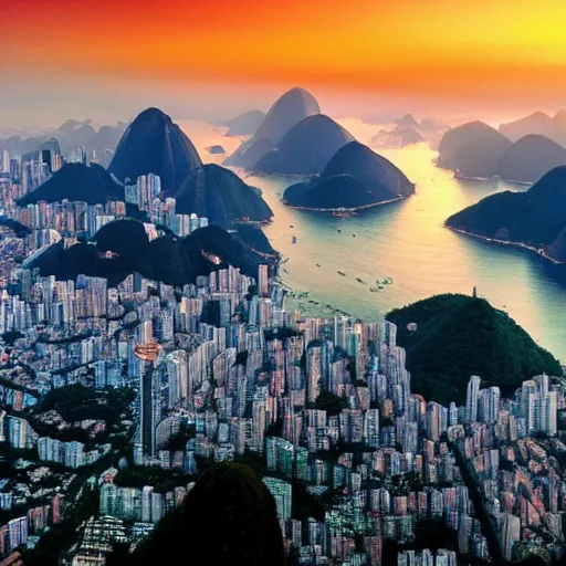 Prompt: rio de janeiro by wong kar wai, hyper - realistic, 8 k