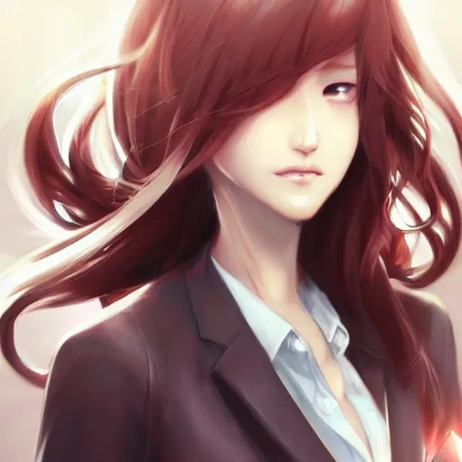 Image similar to kurisu makise, concept art, elegant, ultra highly detailed, digital painting, smooth, sharp focus, artstation, pixiv, art by Ina Wong, artgerm, rossdraws, sakimichan