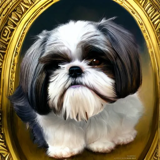 Prompt: Shih Tzu charging up to change into its final form, detailed, centered, digital painting, artstation, concept art, donato giancola, Joseph Christian Leyendecker, WLOP, Boris Vallejo, Breathtaking, 8k resolution, extremely detailed, beautiful, establishing shot, artistic, hyperrealistic, beautiful face, octane render, cinematic lighting, dramatic lighting, masterpiece