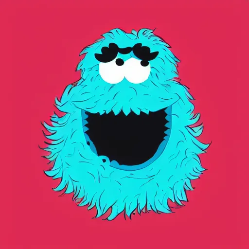 Prompt: an illustration of the cookie monster in the style of walter moers
