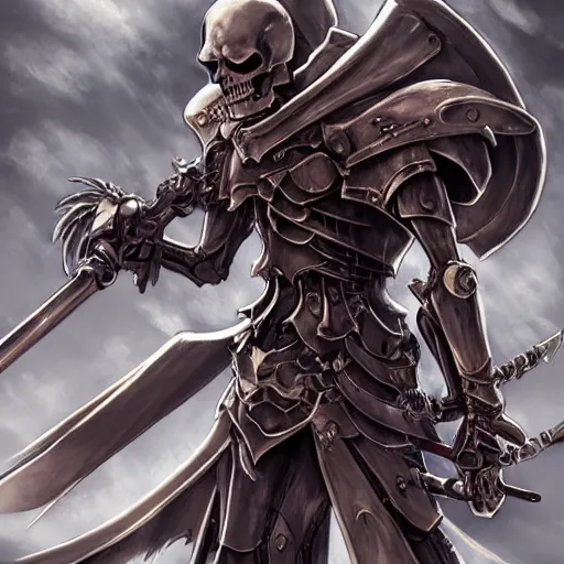 Image similar to skeleton, paladin, scythe, plate armor, concept art, makoto shinkai, highly detailed, ayami kojima