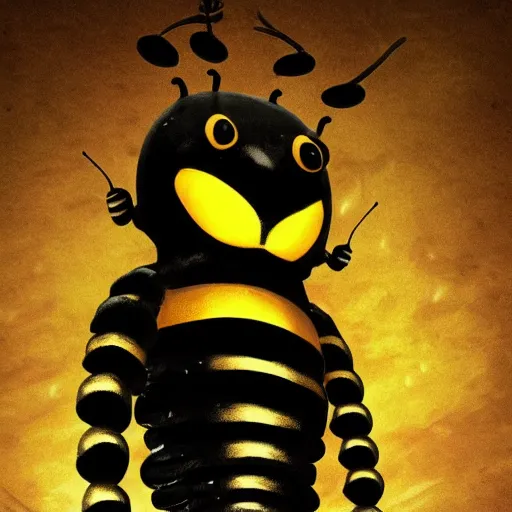 Image similar to nightmare bee in realsitic style, scary atmosphere