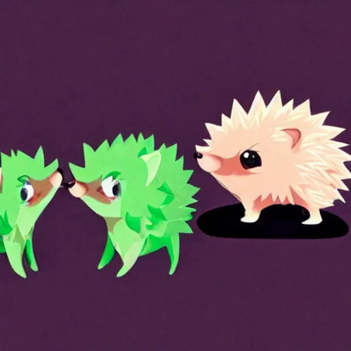 Image similar to baby hedgehogs in the style of cute anime