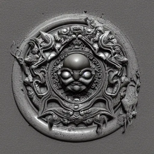 Prompt: interpretation of the legendary and mysterious alchemical Philosophers Stone, 3D printed model, resin, perlite and stone carvings and engravings, highly detailed and intricate, magical symbols, ornate, hyper-realistic, design studio, Zbrush central, 8k resolution, atmospheric lighting, opaque, by 3d artist Frank Guillen and artis Tyler Edlin