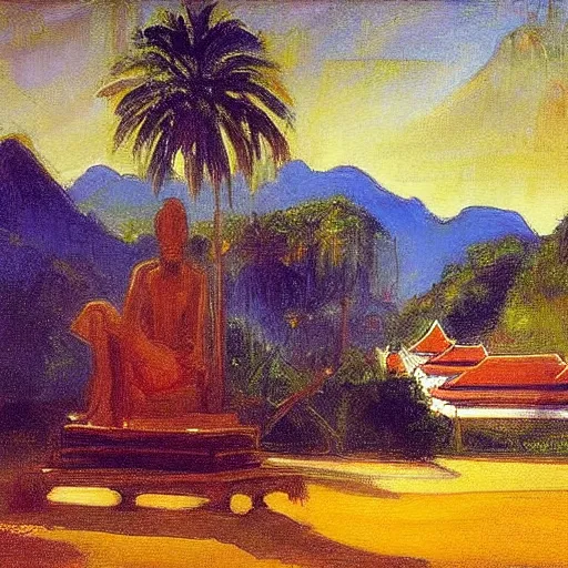 Image similar to Luang Prabang in the style of Henry Ossawa Tanner