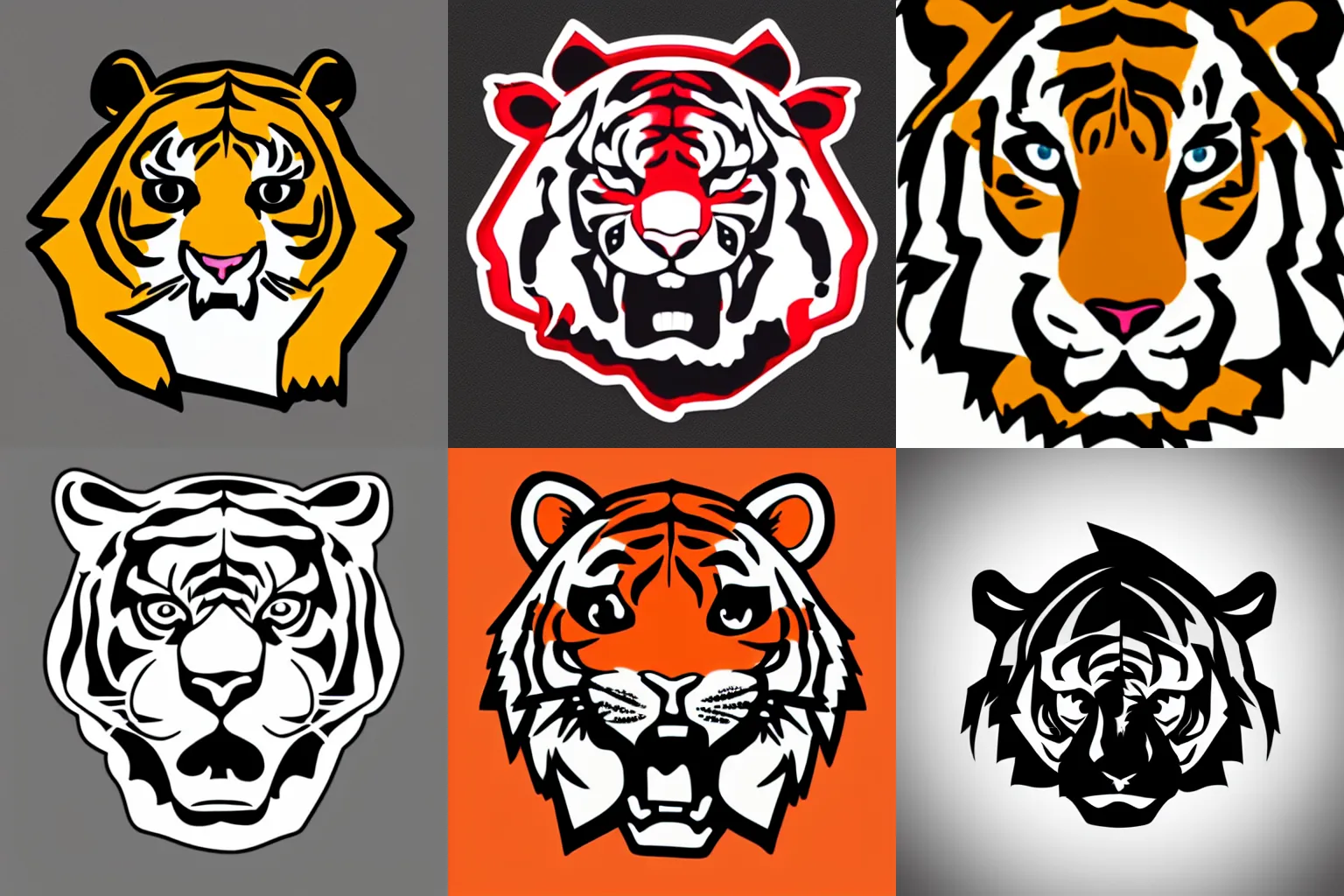 Prompt: Cute tiger face head logo in anime style