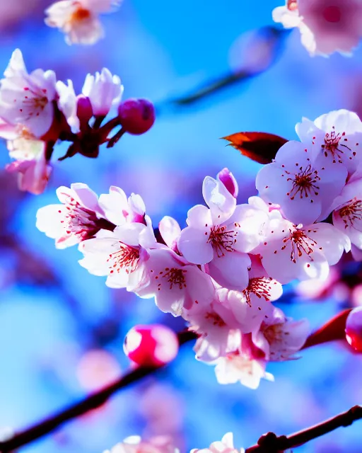 Prompt: high quality macro photo of cherry blossoms melting! goo! robert steven connett twilight 8k high angle shallow depth of field