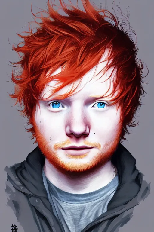 Image similar to ed sheeran, manga cover art, detailed color portrait, artstation trending, 8 k, greg rutkowski