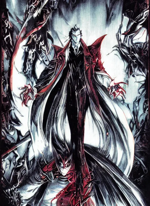 Image similar to poster art of vampire by yoshitaka amano