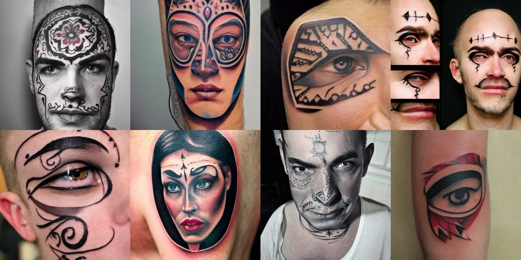 Prompt: face tattoo, by jonathan eggbourne