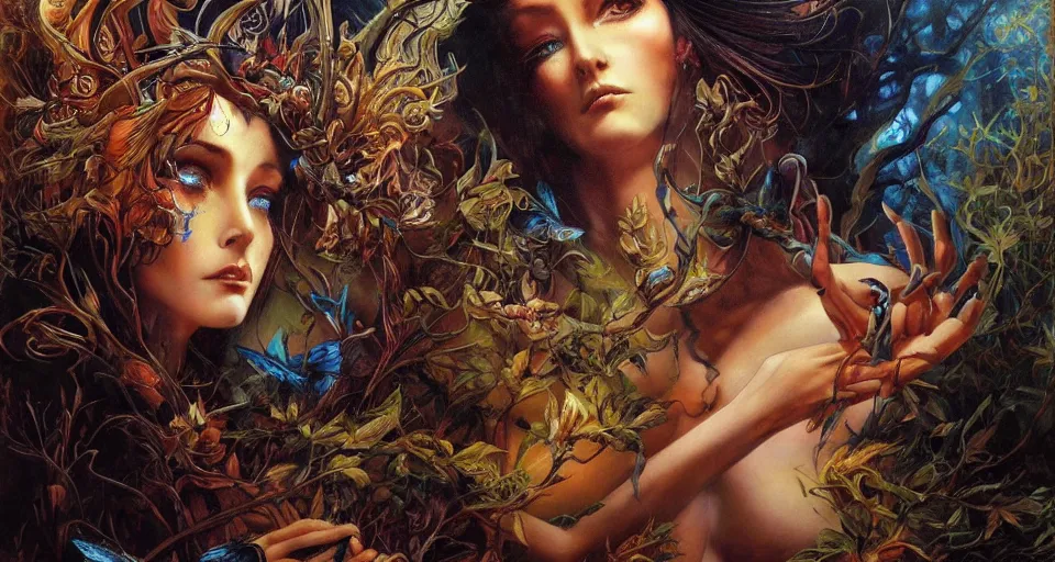 Image similar to Enchanted and magic forest, by Karol Bak, by Gainax Co,