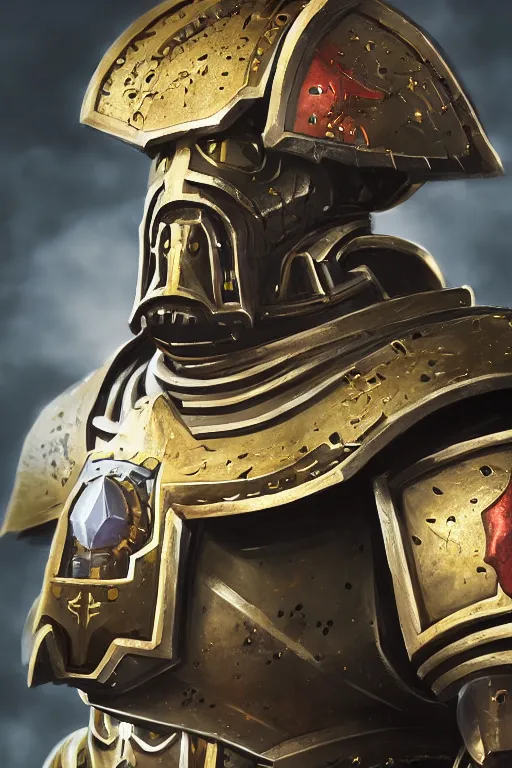 Image similar to armor portrait heros warhammer 4 0 k horus heresy fanart - the primarchs emperor by johannes helgeson animated with vfx concept artist & illustrator global illumination ray tracing hdr fanart arstation zbrush central hardmesh 8 k octane renderer comics stylized