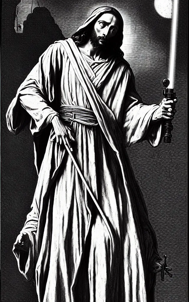 Prompt: darth jesus by gustav dore in color by max chroma