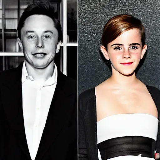 Image similar to young emma watson asking her father elon musk to go out very detailed