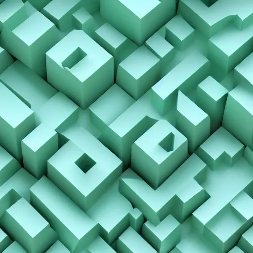 Image similar to 3D render of abstract geometric shapes on a mint background