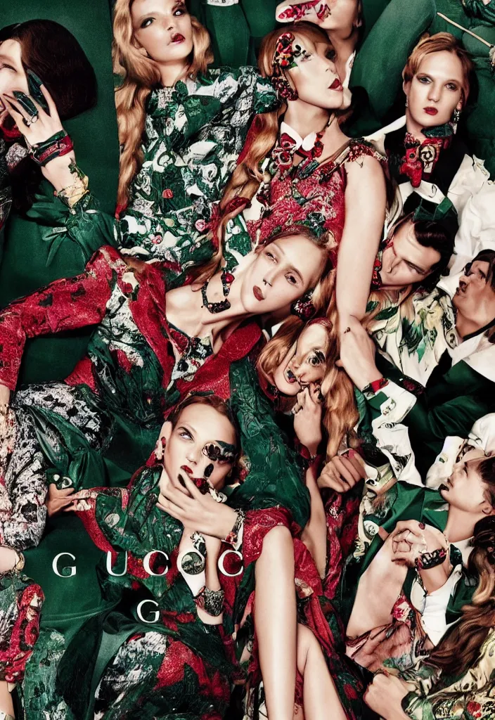 Image similar to Gucci advertising campaign poster.