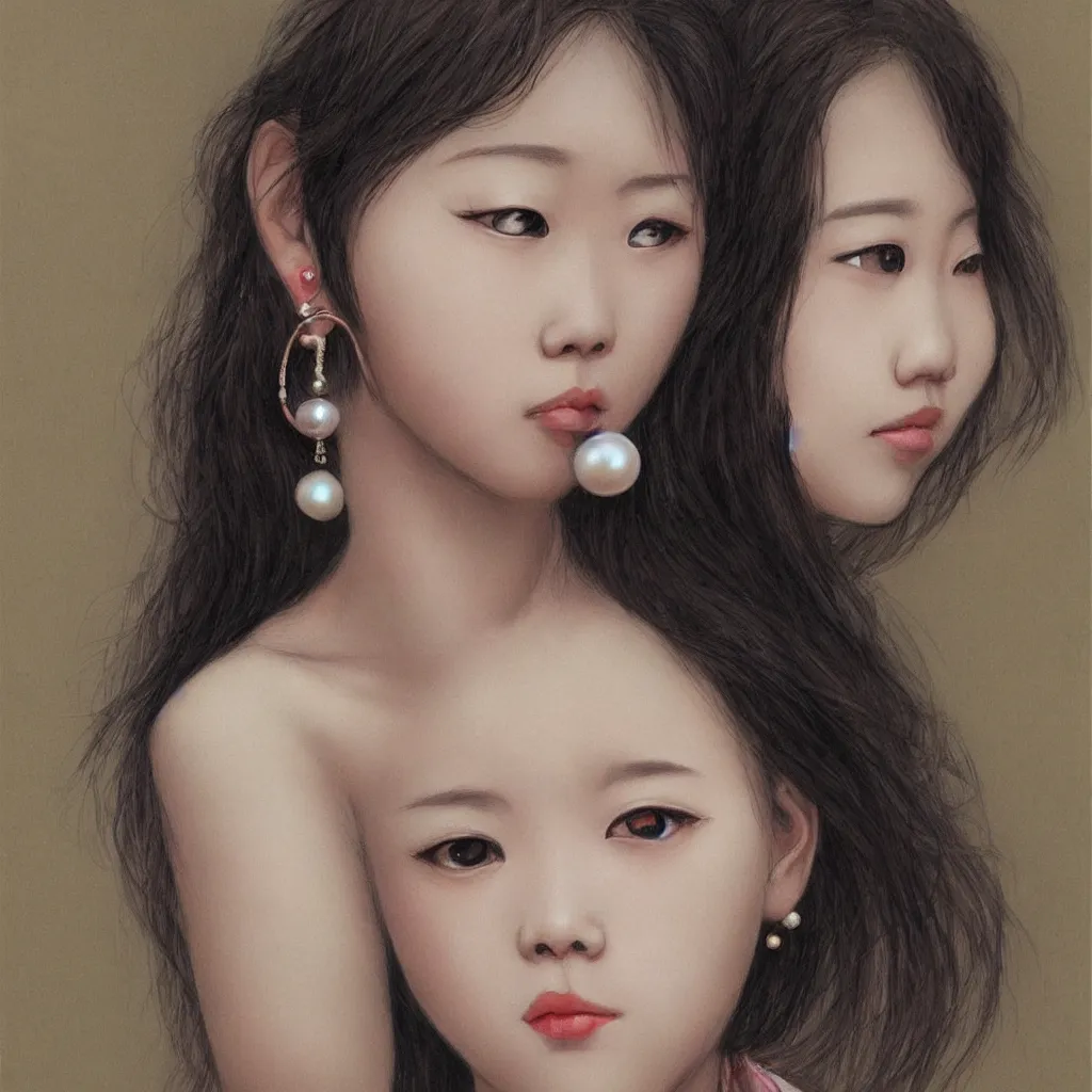 Image similar to girl with a pearl earringl, highly detailed, comicstyle, by leng jun.