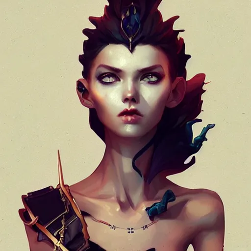 Image similar to a beautiful punkrock woman in crop top, by guweiz and wlop and pete mohrbacher, symmetrical eyes, aesthetic, gorgeous, stunning, alluring, attractive