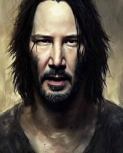 Image similar to keanu reeves as a ghost with his dog, hyper realistic face, beautiful eyes, fantasy art, in the style of greg rutkowski, intricate, hyper detailed, smooth