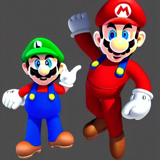 Prompt: mario and luigi flipping off