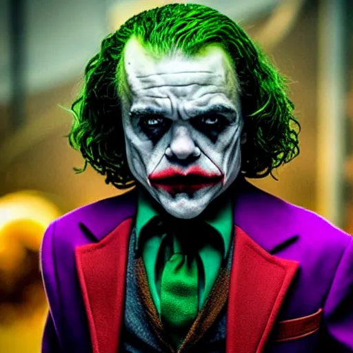 Prompt: stunning awe inspiring peter dinklage as the joker, movie still 8 k hdr atmospheric lighting