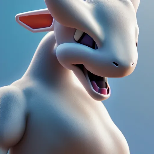 Image similar to photography of a realistic mewtwo animal, ultra detailed, 8 k, cinematic lighting, natural background, trending on artstation, pokemon