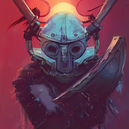 Image similar to cyberpunk viking helmet mask warrior goddess robot ninja fantasy, art gta 5 cover, official fanart behance hd artstation by jesper ejsing, by rhads, makoto shinkai and lois van baarle, ilya kuvshinov, ossdraws