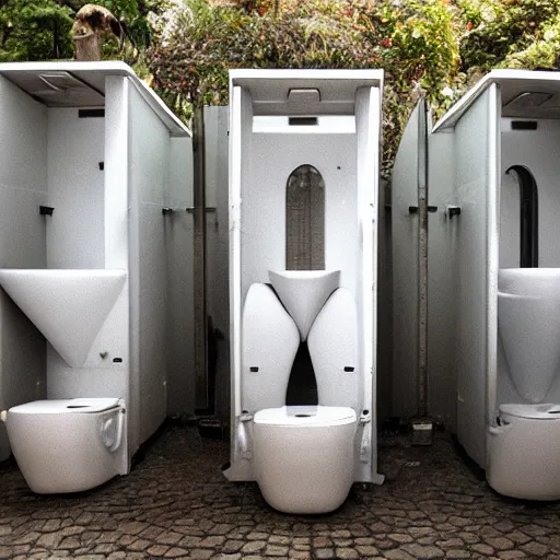 Image similar to toilets populated by