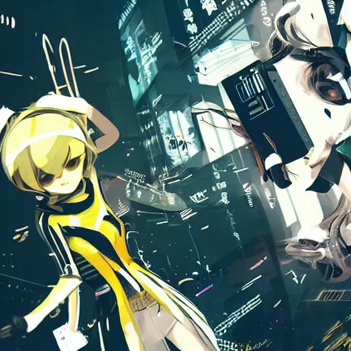 Image similar to luxury advertisement, white and yellow colors. highly detailed post-cyberpunk sci-fi close-up schoolirl in asian city in style of cytus and deemo, mysterious vibes, by Ilya Kuvshinov, by Greg Tocchini, nier:automata, set in half-life 2, beautiful with eerie vibes, very inspirational, very stylish, surrealistic, perfect digital art, mystical journey in strange world, bastion game