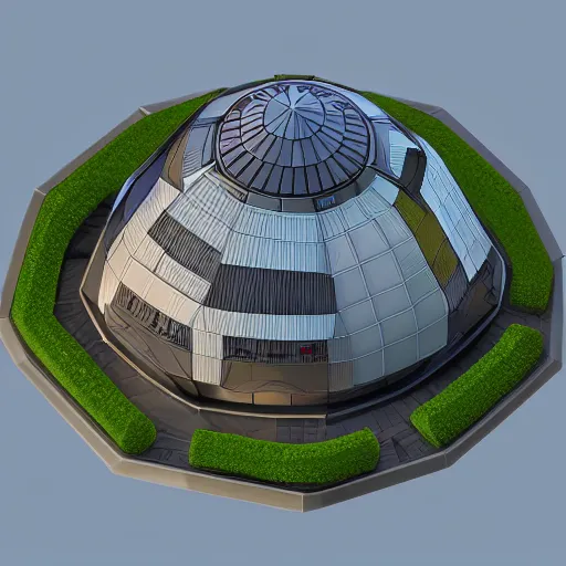 Image similar to isometric Spaceship Earth, VMK, YoWorld, game level, environment, pre-rendered, 3d render, eevee, NPR, cartoon