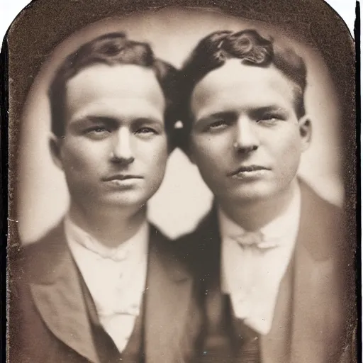 Image similar to tintype photo, two-headed