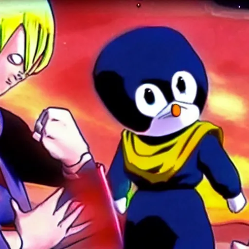 Prompt: Pingu in Dragon Ball