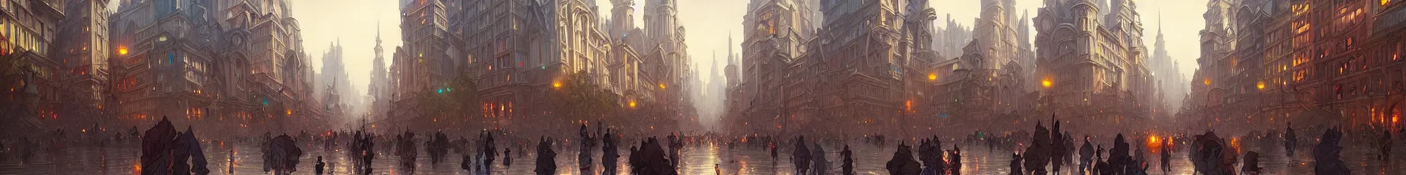 Prompt: a bustling city during the daytime, dark fantasy, horror, highly detailed, digital painting, concept art, illustration, trending on artstation, art by Artgerm and Greg Rutkowski, Alphonse Mucha and Rossdraws