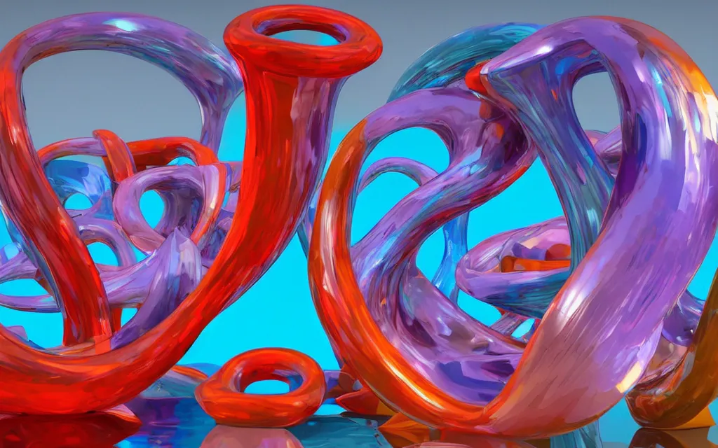 Tubular abstract forms as a colorful resin sculpture | Stable Diffusion ...